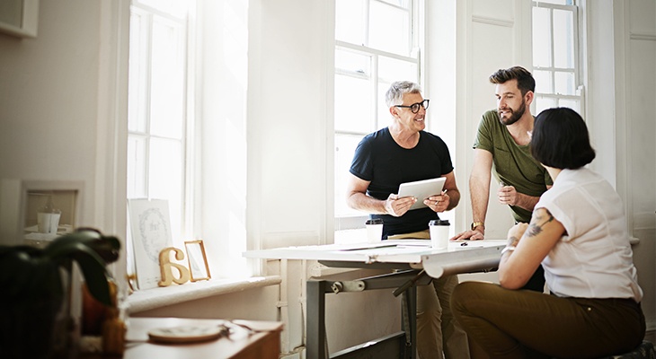 Office workers in board meeting